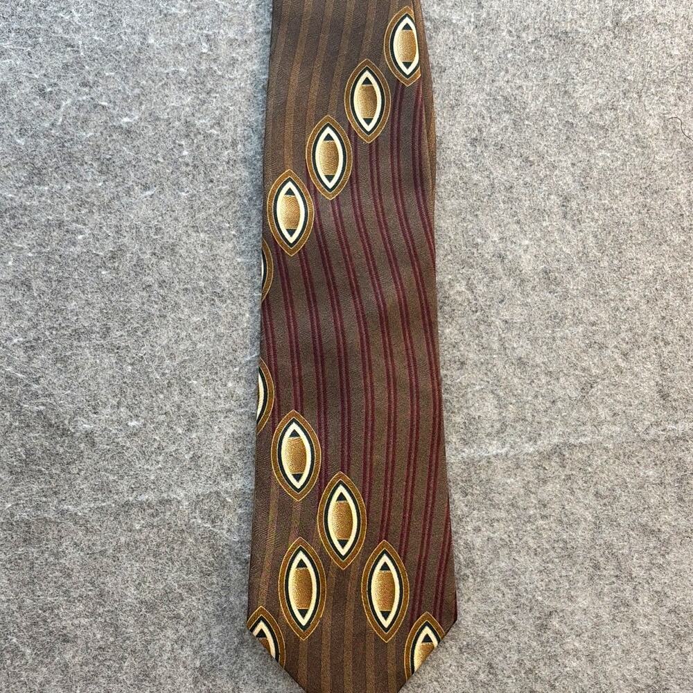 Cellini Men's Classic Italian Tie Brown Burgundy Gold Beige